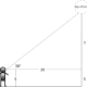Diagram illustrating height determination using trigonometry.