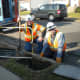 The men from San Francisco PG&E turn our power back on after a two-week blackout.
