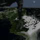 A simulation of the Toba eruption, which occurred 74,000 years ago.