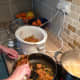 Prepping the dish for the slow cooker - Lamb and Leek Curry
