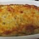 Baked green enchilada casserole out of the oven
