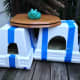These cat shelters are super simple and made out of just Styrofoam and straw.