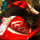 Cat laying on a bag.