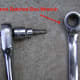 socket wrench attached to 5mm socket and a 14mm racheted box wrench