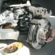 New pads inserted into framework, ready for installation of caliper.