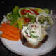 Jacket potato with feta cheese, onion and side salad.