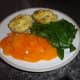 Souffle jacket potato with vegetables.