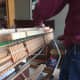 The action on a home-made rotisserie.