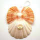 Glue scallop shell to fan seashells to form angle. Attach smaller seashells and a faux pearl strand.