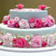 Pink rose birthday cake.