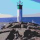 Lighthouse photo to drawing using crayon colors.