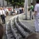 Ice sculptures (around 1,000) by Brazilian artist Nele Azevedo melt on the steps of Berlin's Concert Hall at the Gendarmenmarkt.