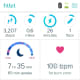Measurements from the Fitbit Aria automatically sync with your Fitbit app over wifi and display on the app's main dashboard. Mine looks a bit inactive, but this is only because I have lost and not gained weight and have a weight gain goal in the app.