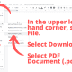 In the upper left-hand corner, select File. Select Download. Select PDF Document (.pdf)