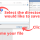 Select the directory you would like to save to, then name your file. Finally, click save.