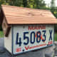 License plate birdhouse