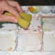 Then I rub with an old kitchen sponge that has an abrasive side.
