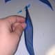 Cut enough blue to use for the tie at the end of the bow.
