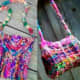 These cute bags are fun projects using brilliantly coloured sari yarn.