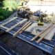 Folding tables dismantled and ready for upcycling.