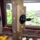 Base plate for mounting arm pegged and pinned into place.