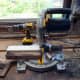 The three temporary legs were cut to the same size using a bench mitre saw.