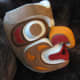 One of Rupert Scow's unfinished bird masks which he was painting while teaching our carving course.