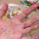 rainbow crayon debris photo op