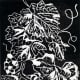 Linocut of Grapes created by Peggy Woods