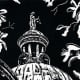 Linocut titled May Justice Prevail by Peggy Woods - Fort Bend County Courthouse in Richmond, Texas
