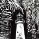 Linocut of Port Isabel Lighthouse by Peggy Woods