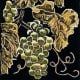 Hand colored linocut of Grapes created by Peggy Woods