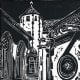 Linocut titled Fortress Marienberg Passageway from Wurzburg, Germany created by Peggy Woods