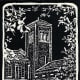 Untitled Linocut (St. Matthew Lutheran Church in Houston, Texas) by Peggy Woods