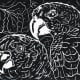 &quot;Birds of a feather...&quot; linocut by Peggy Woods