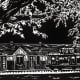 Old Katy Depot linocut by Peggy Woods