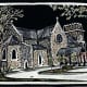 Linocut titled Medieval Inspiration (Hand Colored) by Peggy Woods - Our Lady of Walsingham Church in Spring Branch, Texas