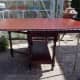 Finished repurposed table with drop leaf flaps up.