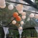 This sweet clear-top frame tent features funky ball lights (yeah these are super-popular) and perimeter pole drapes. Pole drapes are pretty inexpensive (maybe $10&ndash;20 each), and they really dress up the tent.
