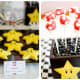 Star cookies and mushroom marshmallow pops.