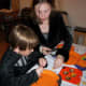 Lacey and Douglass had fun decorating their jack-o-lanterns.