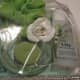 This basket includes green accents with lily-scented bath products.