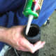Apply the adhesive to the inner rim of a mortar tube before plugging.