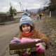A girl holding her shoebox in Georgia.