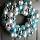 Image #1 - Turquoise and Silver Christmas Ornament Wreath