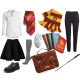 Combine your clothes with fun and evocative accessories, like a satchel and school books.