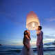 It is customary for newlyweds to light a lantern together in Thailand . . .