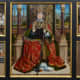 A 16th century altarpiece with illustrations of the some of the miracles St Nicholas is said to have performed in the side panels. The top left depicts the three daughters St Nicholas is said to have provided a dowry for.