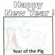 Here is a sample using the template above. A child has drawn a pig using colored pencils.