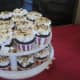 Cupcakes were topped with marshmallows and heated with the blow torch to give it a popcorn appearance.